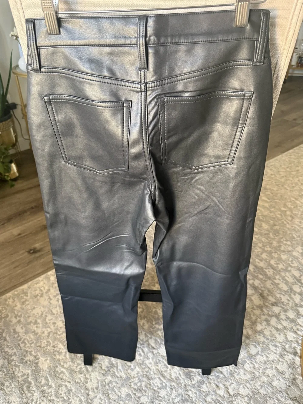 J. Crew Slim Wide-Leg Faux Leather Pants NWT Black Size 24 MSRP $158